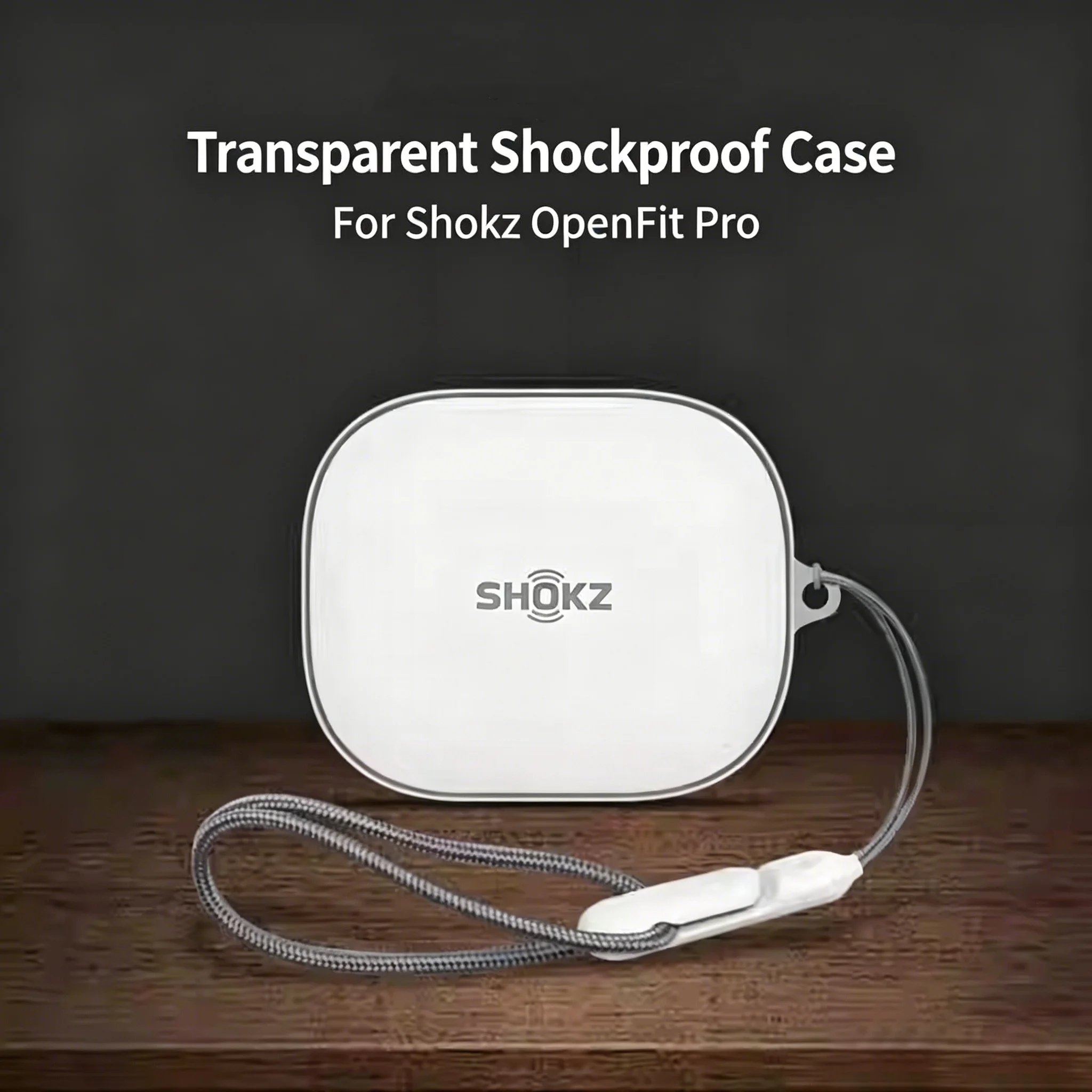 Étui transparent pour écouteurs Shokz OpenFit Pro, housse de protection fine transparente en TPU souple avec cordon, antichoc et anti-rayures