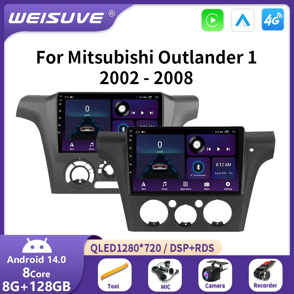 

2Din Android14 Car Radio For Mitsubishi Outlander 1 2002-2008 Multimedia Video Player Stereo GPS Navigation Carplay Split Screen