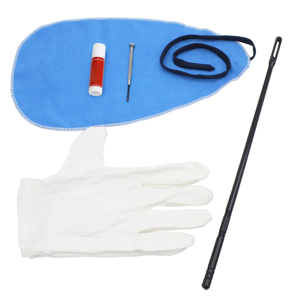 1Set Fluit Cleaning Care Kit Zachte Niet-pluizende Reinigingsdoekje Staaf Kurkvet Schroevendraaier Handschoen voor Piccolo Klarinet Houtblazers