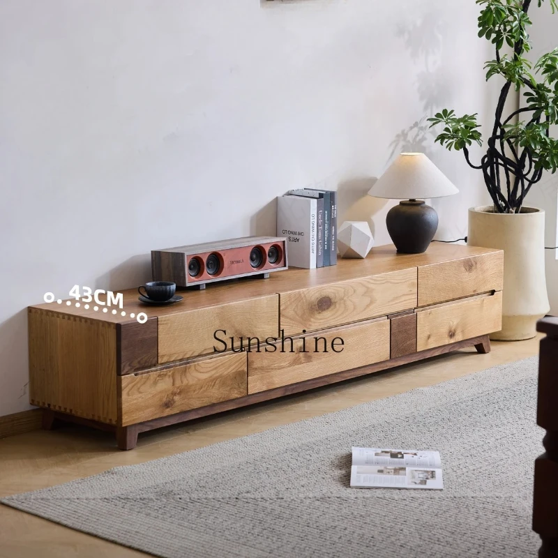 

Solid wood living room drawer storage household floor audio-visual cabinet