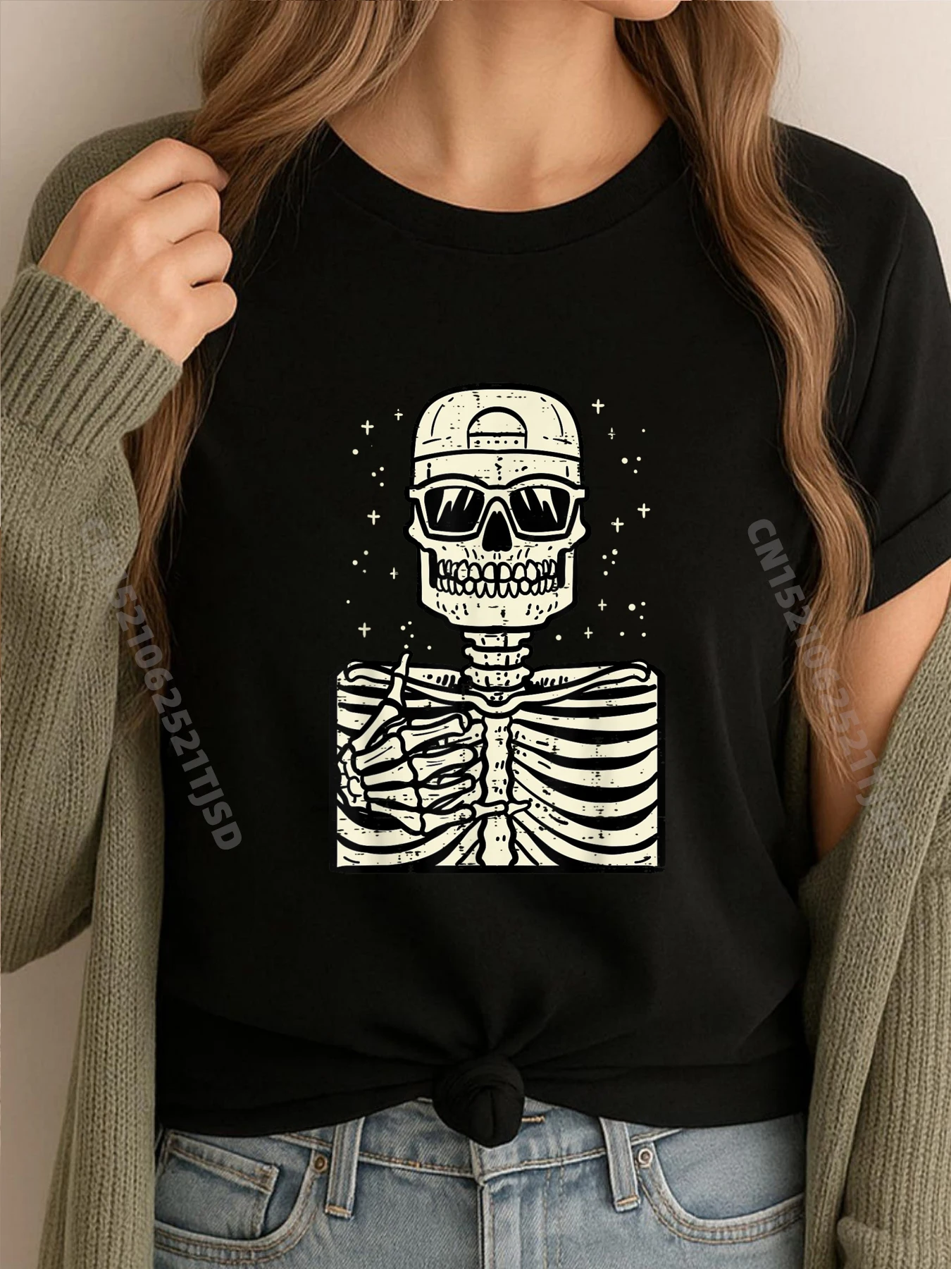 

Rocker Skeleton Rock Cool Goth Halloween Woman Boys Teen New T Shirt Free Shipping Clothes
