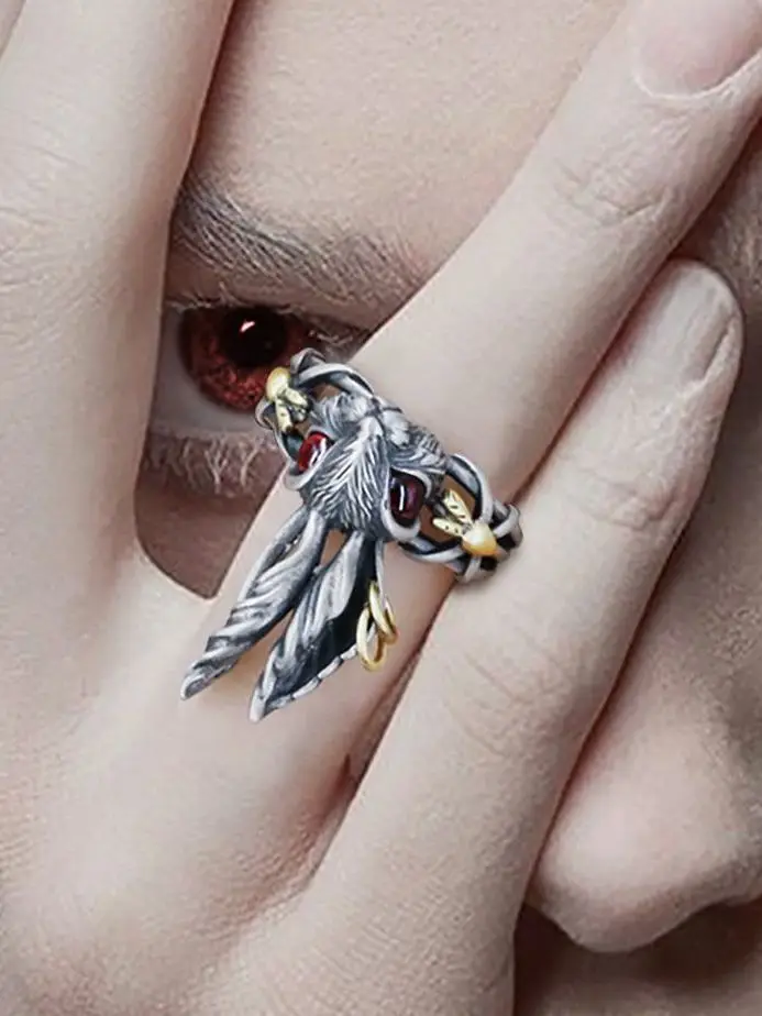Retro Mystery Rabbit 925 Silver Ring Unisex Open Street Style Finger Ring Fashionable Accessory for Men And Women