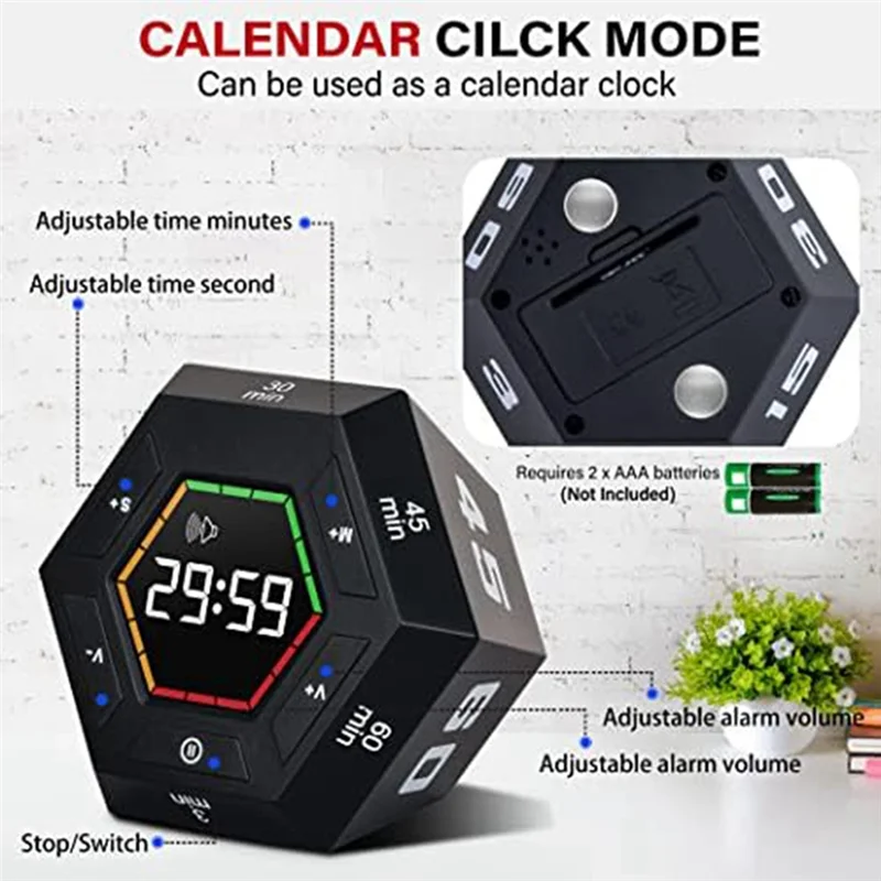 A48I Pomodoro Timer, Productivity Timer,3, 5, 15, 30, 45, 60 Minute Preset Smart Countdown Timer, Time Management Tool