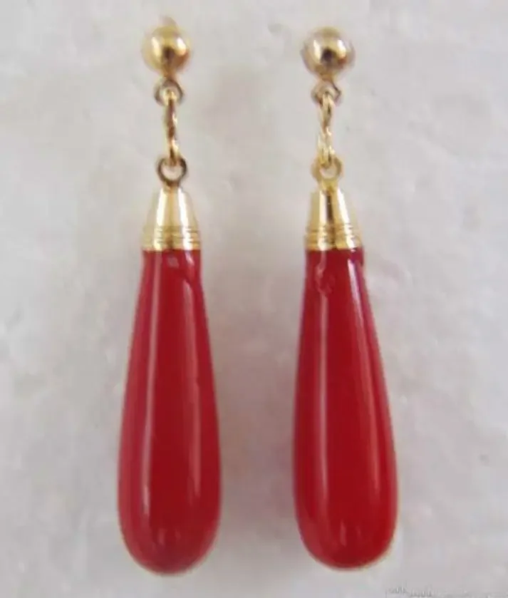 

Charming red stone stud danlge earrings