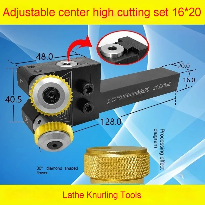 Double-Wheel Cutting Knurling Tool 21.5x5x8 Net Pattern Tower Crane Type Row Feed for Precision Machining
