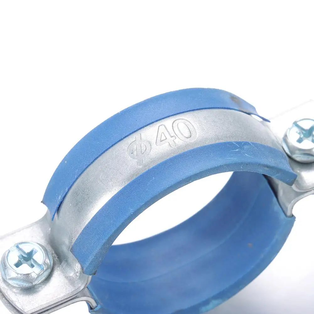 1Pcs Fastener Hardware Round Hose Clamp Pipe Fitting Nut Hoop Suspension Pipe Holder Carbon Steel Rubber PPR/PVC