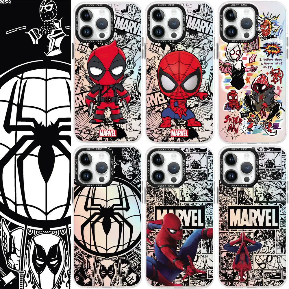 

Anime Spiders Men Marvels Phone Case for Samsung Galaxy S24 S23 S22 S21 S20 FE Ultra Plus M53 5G Matte Aurora Gradient Cover