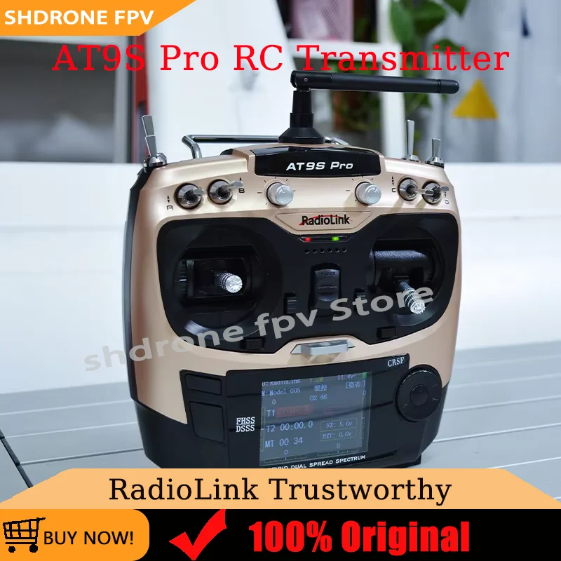 

RadioLink AT9S Pro RC Transmitter Multilanguage Multiple Alarms Signal Output PWM,SBUS,PPM,CRSF for Helicopter Car Boat Drone