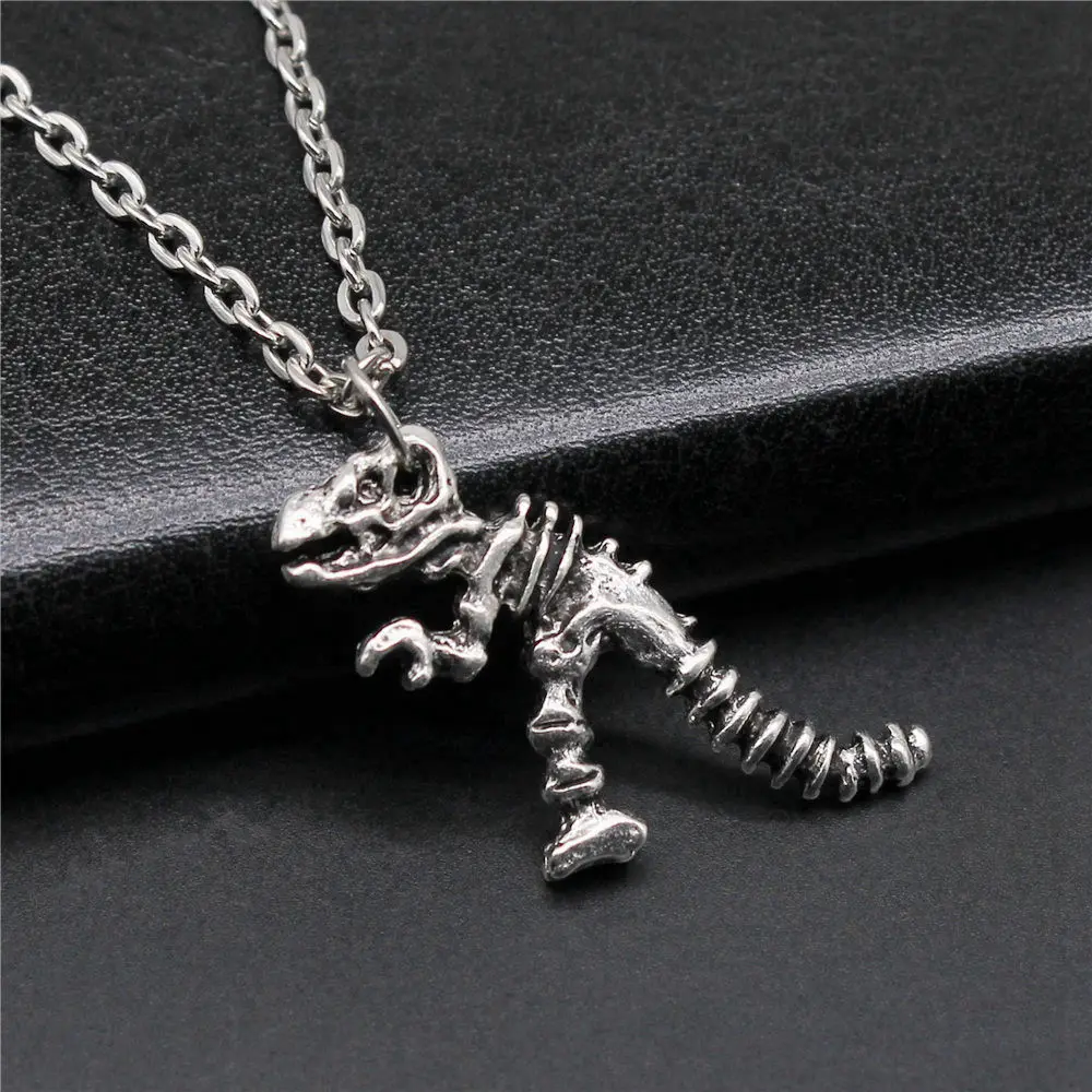 1pcs Dinosaur Skeleton Necklace Women Men Accessories Jewelry Materials For You Chain Length 43+5cm