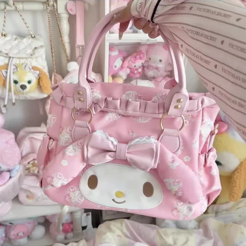 

Kawaii My Melody Sanrio Handbag Anime Figure Large Capacity Storage Shoulder Bag Cartoon Print Wallet Cute Girls Birthday Gift
