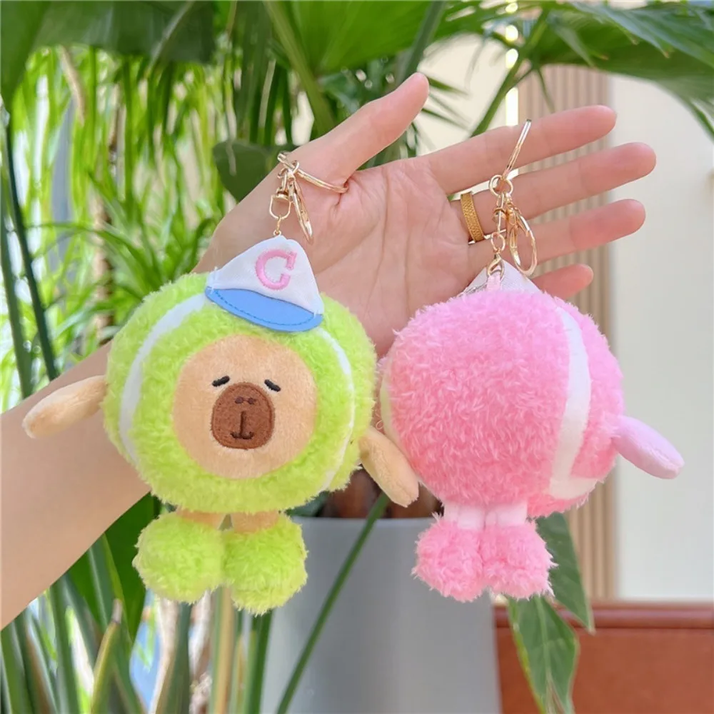 Plush Doll Cartoon Capybara Pendant Cute Cartoon Capybara Plush Keychain Baseball player Funny Stuffed Plush Toys Key Ring Kids