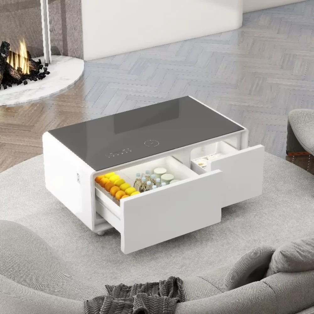 

Smart Home Furniture Sofa Centre Rectangle Coffee Table With Wireless Charger USB Charger Smart Table Fridge
