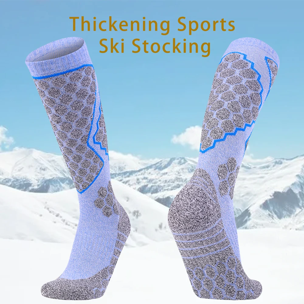 1 Paar Professionele Dames Katoenen Skisokken Buitensport Verdikte Badstof Houd Warme Knie Hoog Lange Ski Snowboard Wandelsokken
