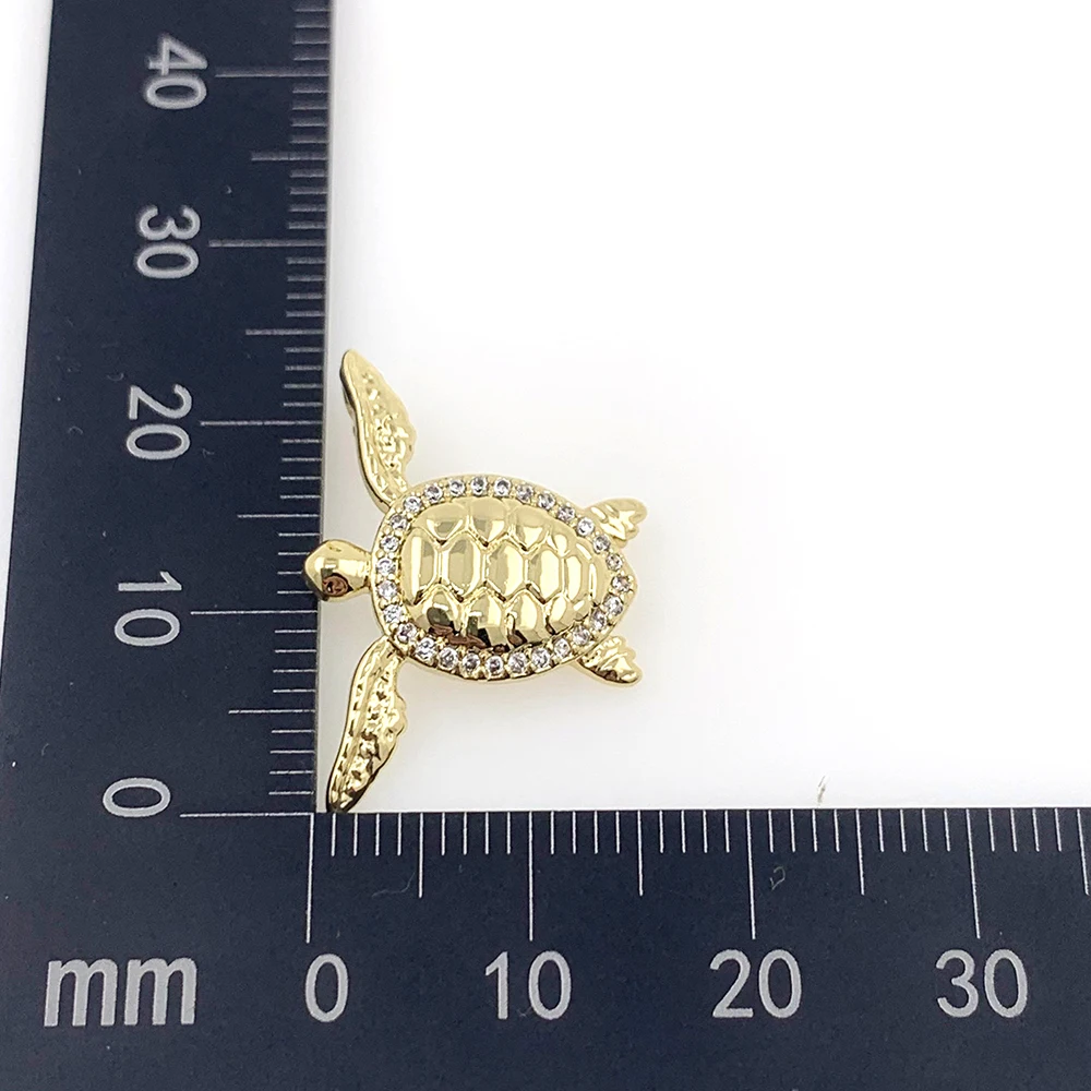 Cute Summer Sea Turtle Pendant Necklace CZ Zircon Gold Plated Animal Tortoise Accessories Hip Hop Party Gift Jewelry Making