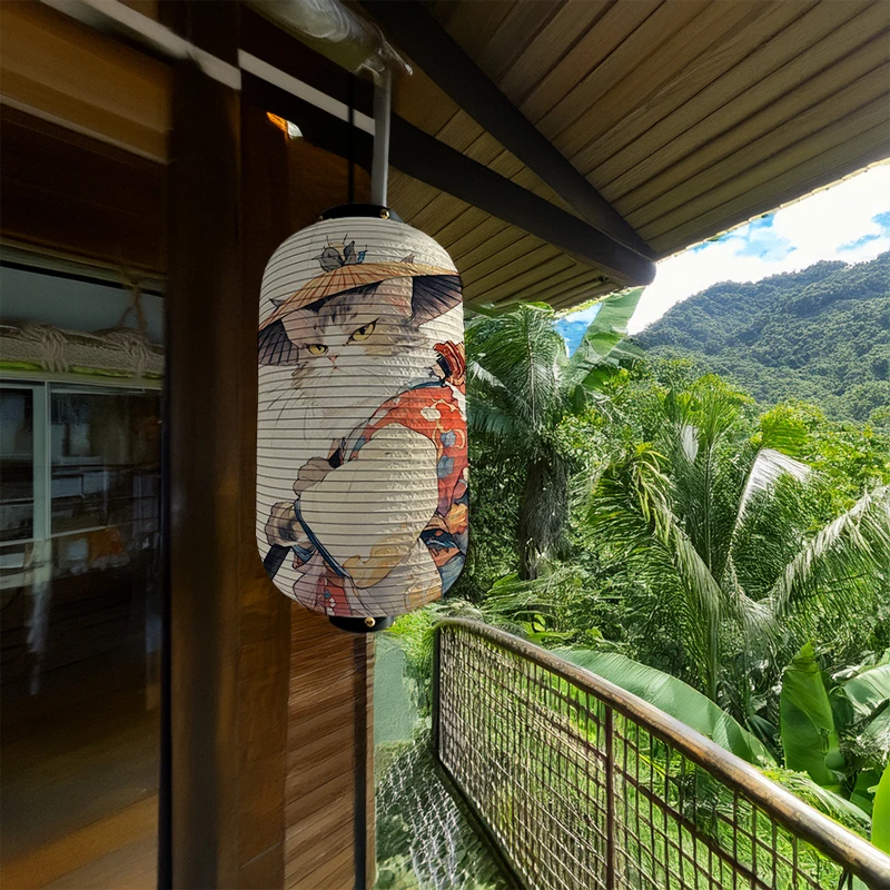 

Japanese Lantern Paper Interior Decoration Cooking Yakiniku Restaurant Door Samurai Cat Advertising Pattern Custom Pure Hand-Mad