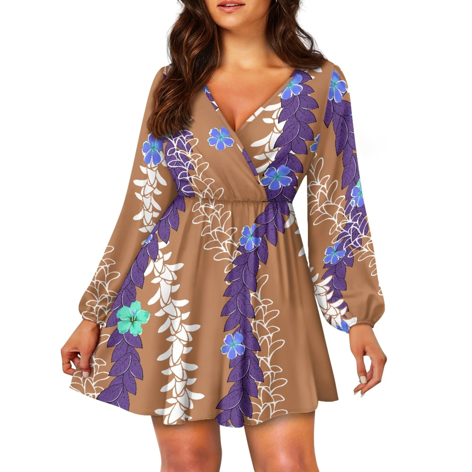 

2025 Premium Puakenikeni Lei Print Paradise Dress | Hawaii to Tonga POD | New Elegant Hot Sale