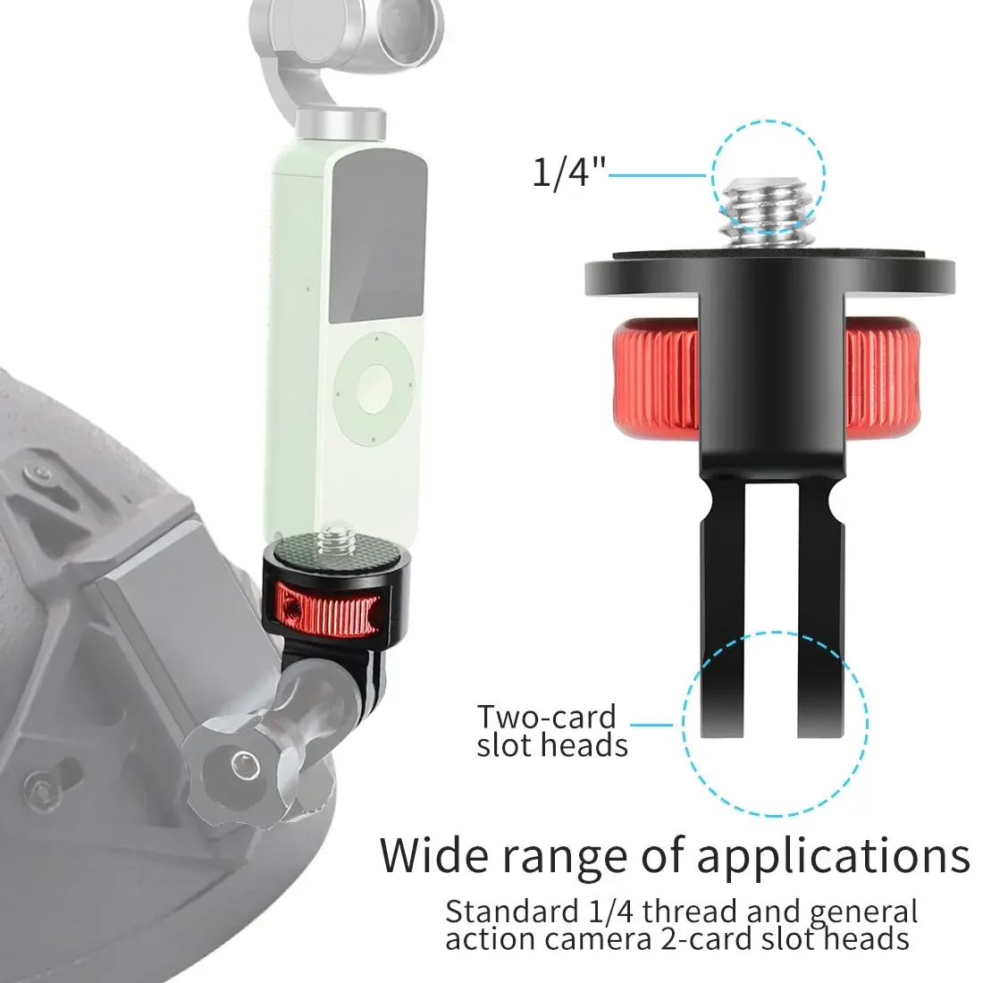 

360 Swivel 1/4" Screw Converter Mini Tripod Adapter for GoPro Hero 11 10 8 for Insta360 One X2 X3 R Action Camera Monopod Mount