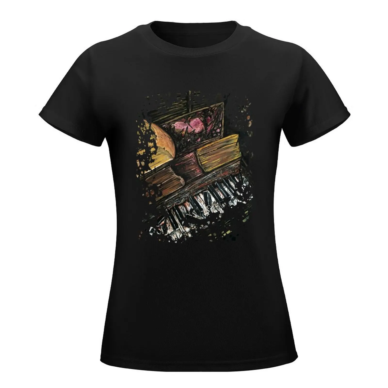 Broken Piano T-Shirt funny kawaii clothes plus size tops Summer Women's clothing