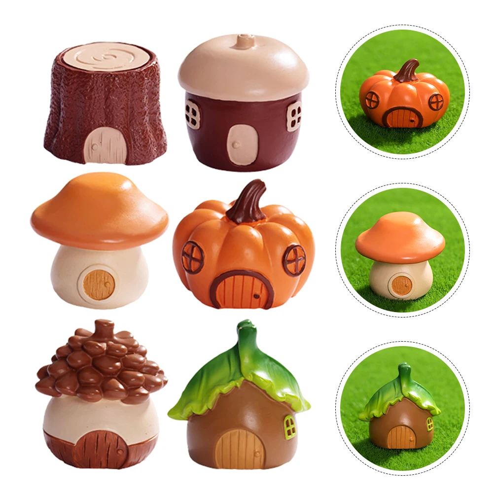 

6pcs Micro Landscape Accessories Creative Forest Desktop Ornament Fairy Garden Decoration Miniature House for Crafts