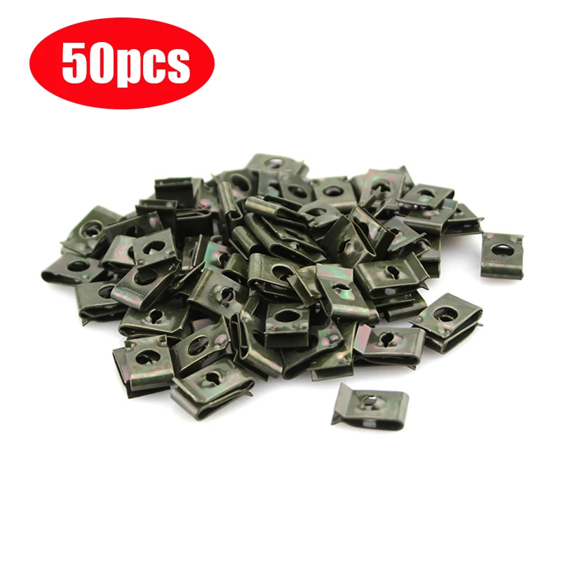 5/100x Car Motorcycle Metal Fastener Clip Screw U-Type Clip Auto Electromobile Anti-rust Protection Clip Buckle Screw Iron Sheet