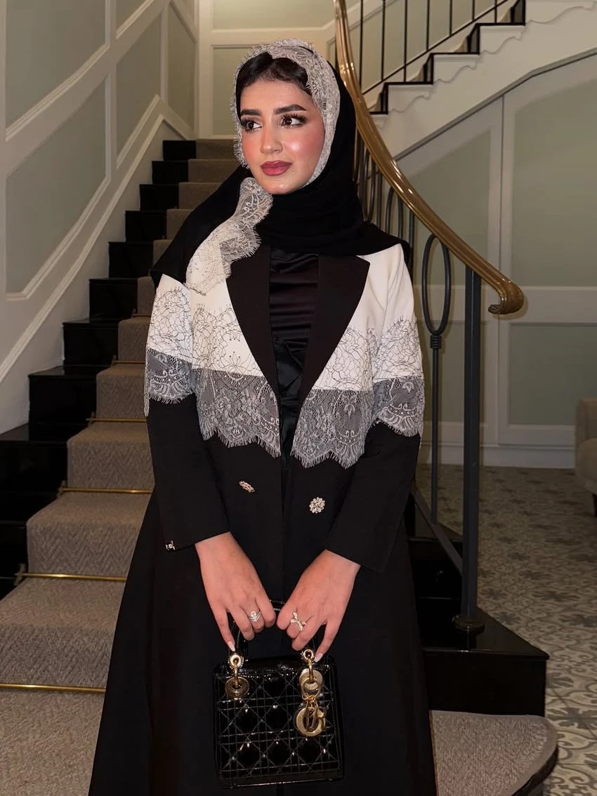 عباية نسائية للعيد وشاح دانتيل دبي فستان نسائي مفتوح عباية إسلامية حفلة عربية رداء طويل المغرب قفطان جلابية رمضان 2025 #3