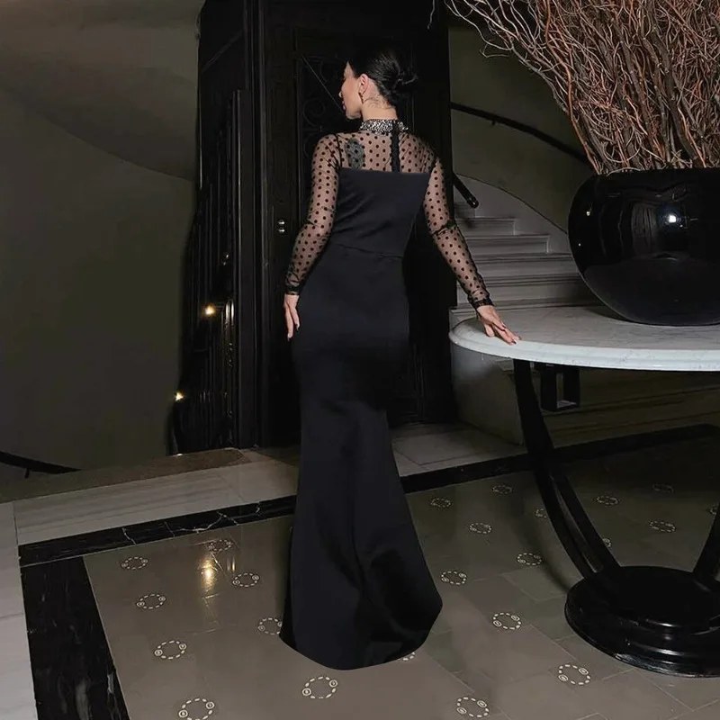 KEXU ผู้หญิงแขนยาว SHEER ตาข่ายเพชรร้อน Rhinestones MIDI Maxi ชุดยาว 2025 ฤดูร้อนวันเกิดวันหยุด PARTY Dresses