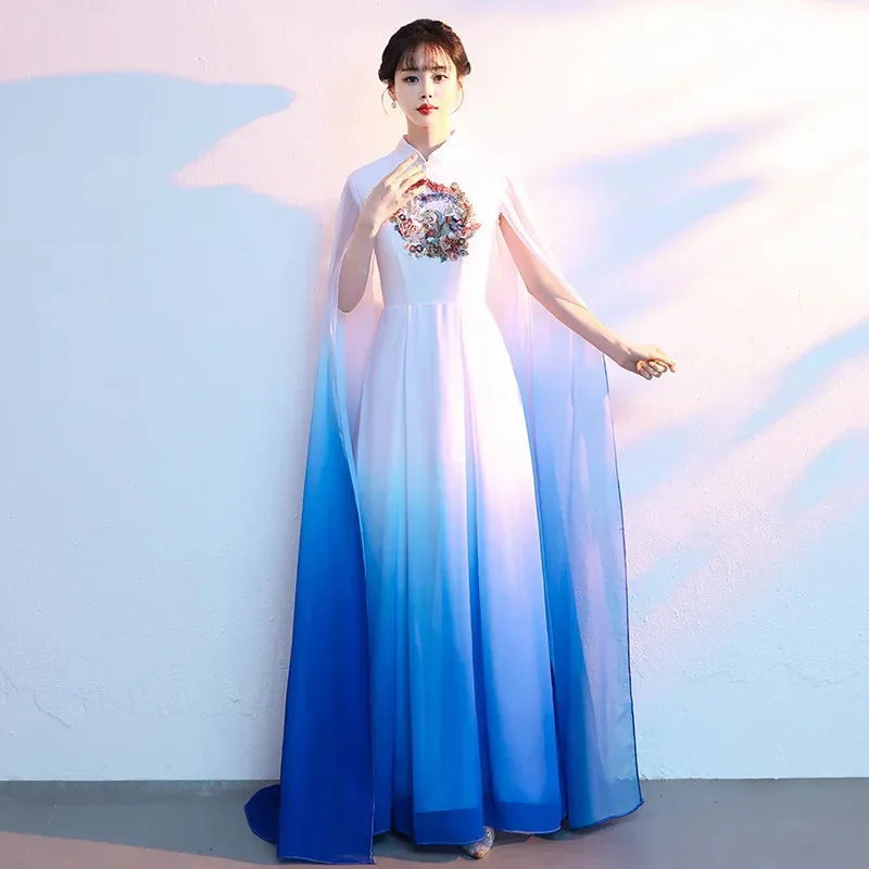 

Performance Dress Female Host Art Exam Ancient Style Pipa Guzheng Dress Chorus Dress Improved Cheongsam SDFDRGHKY2025