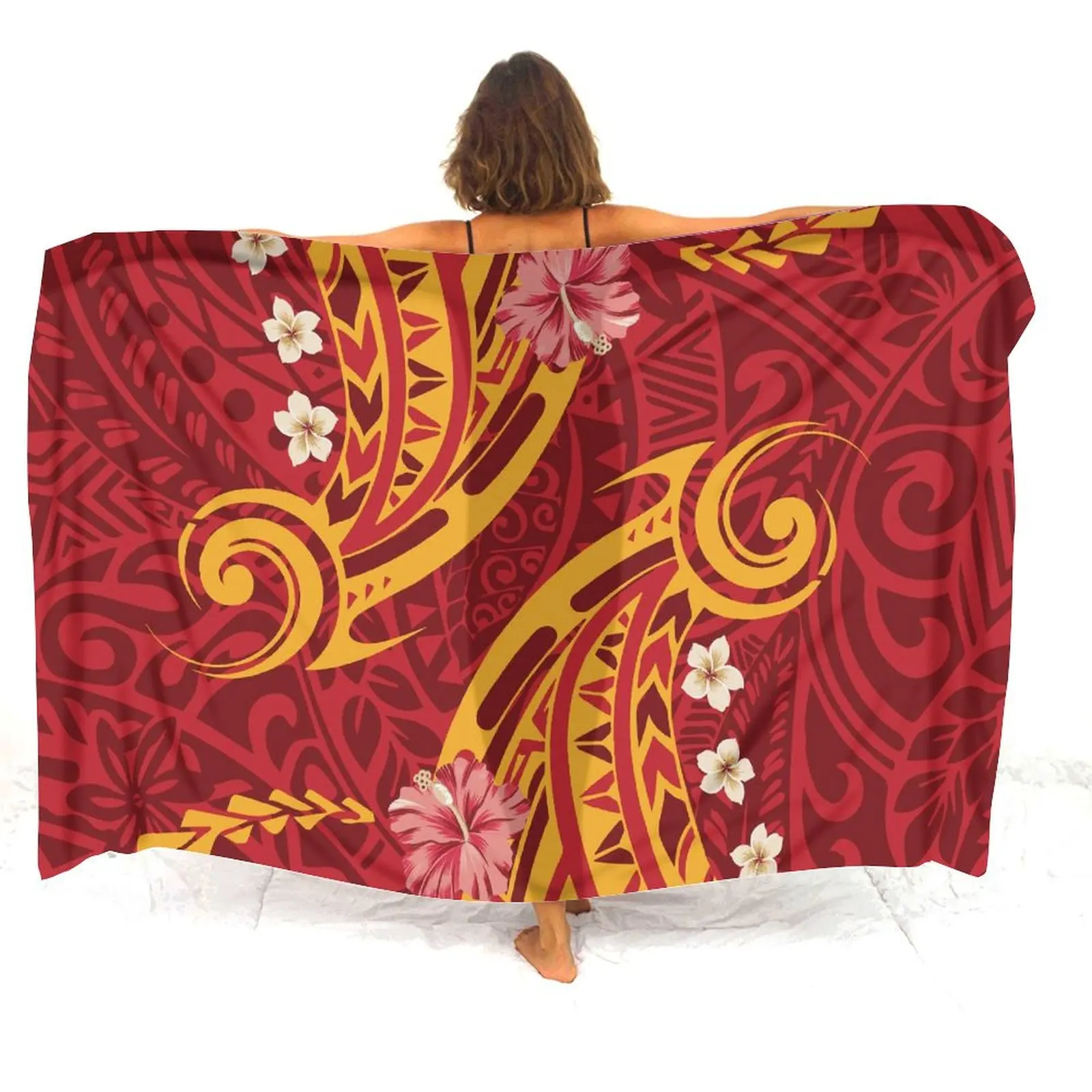 Beach Getaway Soft And Comfortable Sarong Hawaiian Fashion Beach Bikini Jacket Sarong Custom Polynesian Art Print Floral Custom