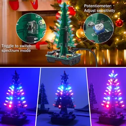 DIY Electronic Kit Red Green Blue Sound Control Christmas Trees LED Audio Flashing Light Soldering Project Practice STEM Learn