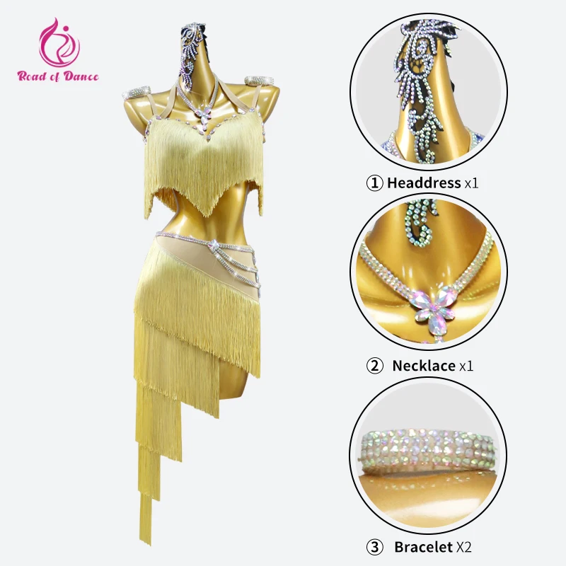 Latin Dance Skirt Dress For Girl Competition Samba Costume Fringe Clothes Ball Midi Women's Practice Suit Cabaret Line Dancewear