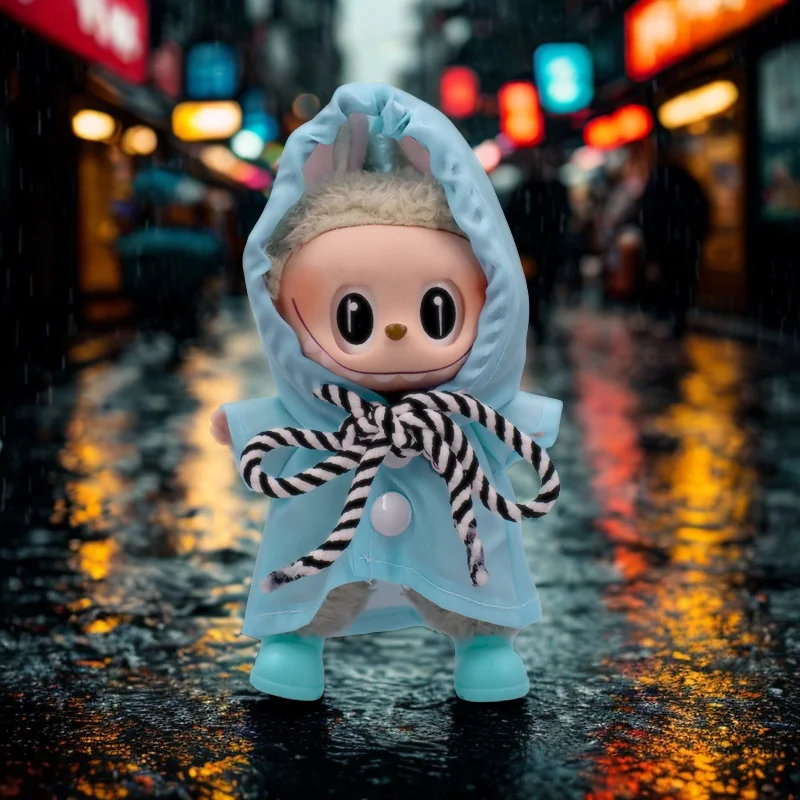 

Cute Raincoat Sets Pop Raincoa Short Rain Boots Rain Shoes For 17cm Labubu Doll Clothes Accessories,Girl's Toys Clothing Gift