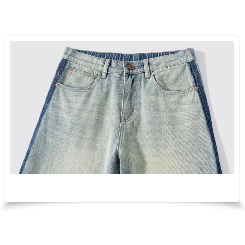 Trendy Men's Straight Leg Jeans Casual Loose Fit Autumn Winter New Style Blue Washed Denim Pants Versatile for All Seasons