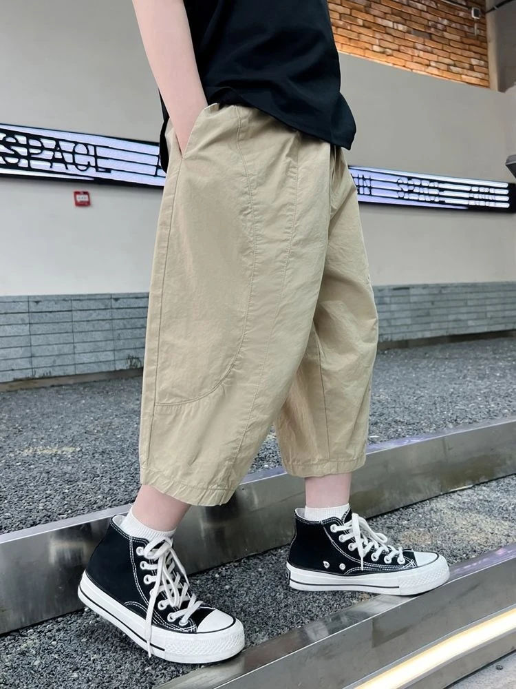 Boys Summer Thin Pants Kids Loose Casual 3/4 Capri Trousers Cool Fashion Trendy Clothing