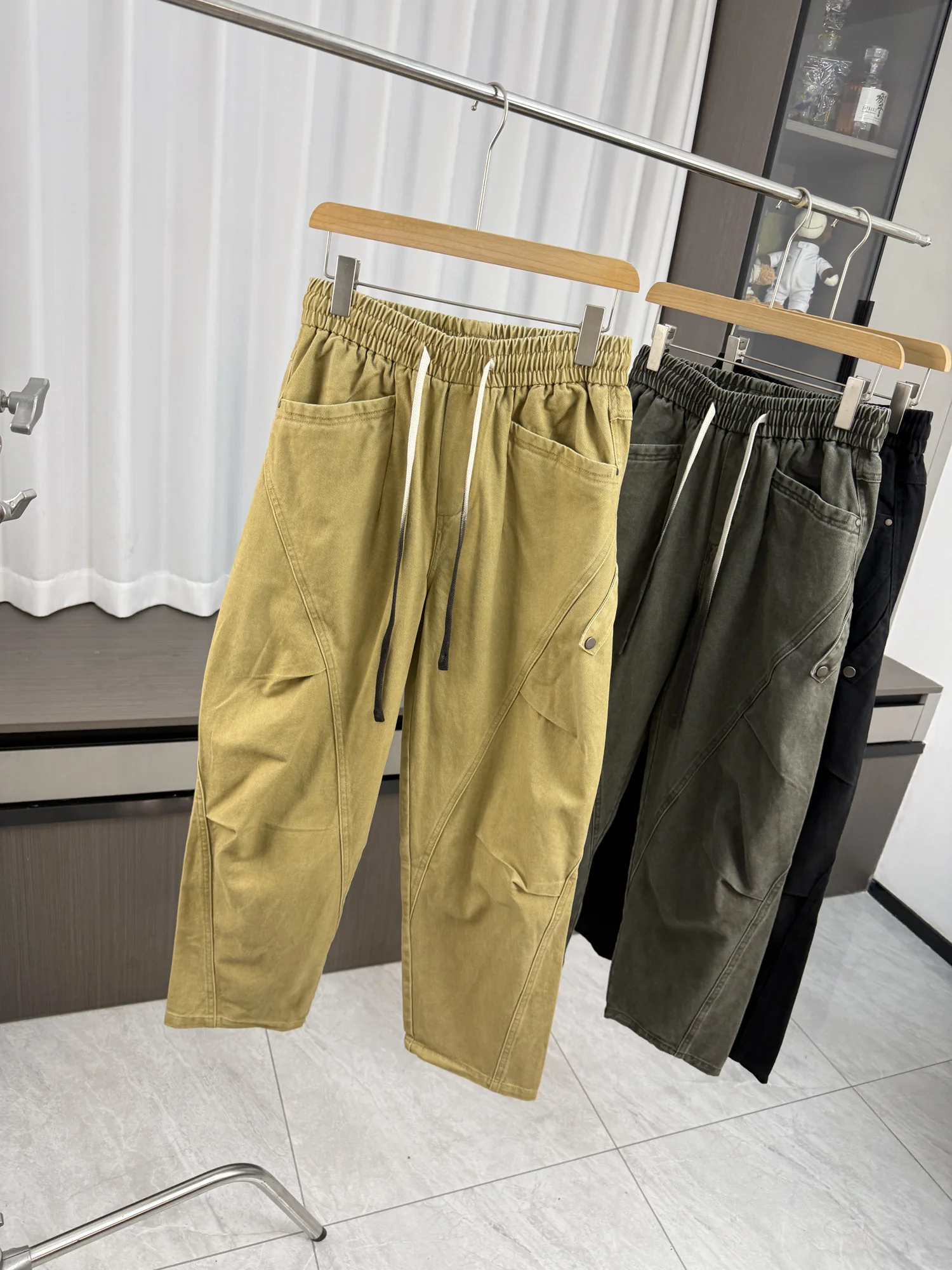 

Мужские брюки-джоггеры из чистого хлопка с эластичным поясом, свободного кроя, прямые, для осени и зимы