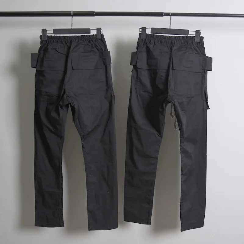 High Street Men's Casual Pants Pockets Design Cargo Pants Cotton Full Length Drawstring Techwear Men's Clothing