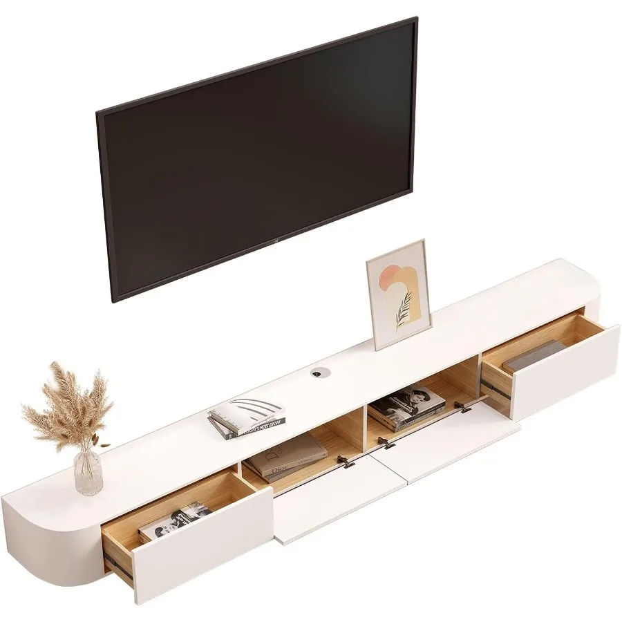 

Настенная черная плавающая подставка для телевизора с дверцей и 2 ящиками, деревянная развлекательная медиаконсоль, центр, большая полка для хранения Unde