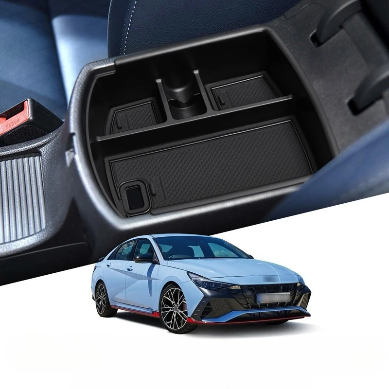 Center Console Storage Box for Hyundai I30 / I30N 2021-2025 RHD Armrest Organizer Tray with Non-Slip Mat Drop-in Car Interior