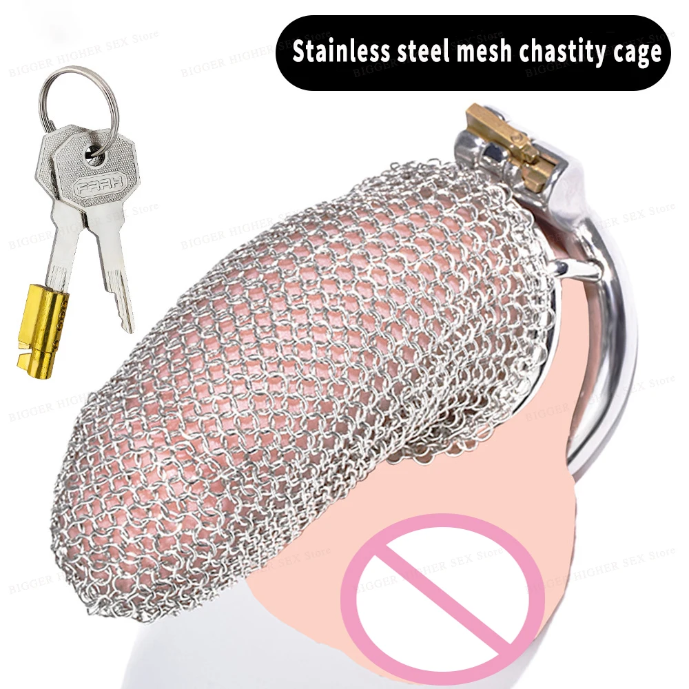 

New Hollow Mesh Cock Cage BDSM Device Metal Ventilate Chastity Cage for Male Erotic Bondage Husband Loyalty Penis Lock Sex Toys