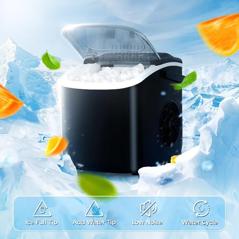 Antarctic Star Countertop Ice Maker，Portable Ice Makers with Self-Cleaning, Bullet Ice Machine, 26Lbs/24H
