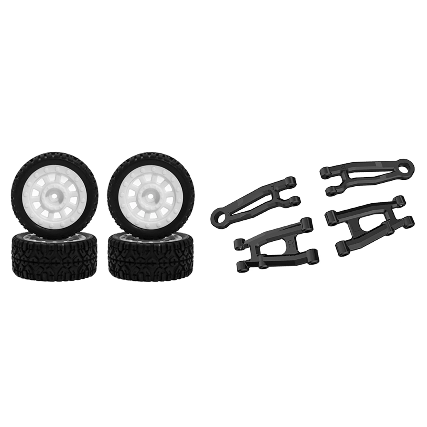 

2 Set RC Car Part: 1 Set RC Car Wheel Tires Tyres & 1 Set Rear Upper Lower Arm-Y04A