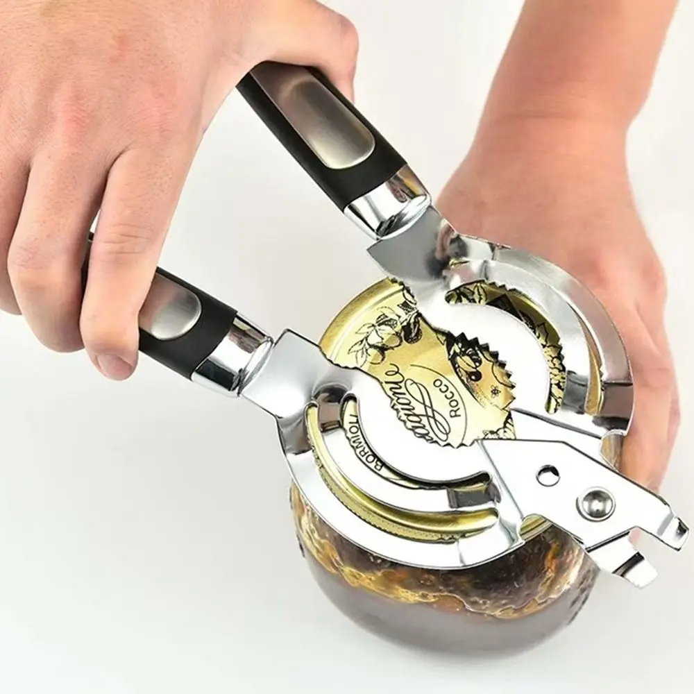 Stainless Steel Can Opener Manual Anti-rust Jar Lid Gripper Adjustable Multifunctional Effortless Bottle Opening Tool Picnic