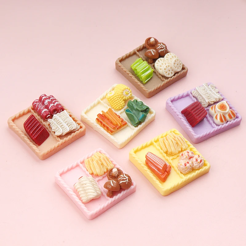10/100PCS Shiny Square Plate Series Miniature Flat Back Resin Cabochons Dollhouse Scrapbooking DIY Home Decor Craft Accessories