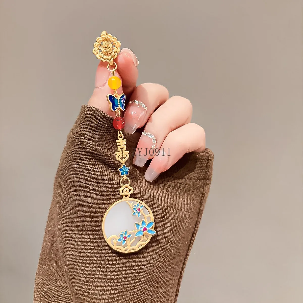 Cheongsam de estilo chino Retro, hebilla de disco, colgante de tapeta, broche con flecos, accesorios de corte Hanfu