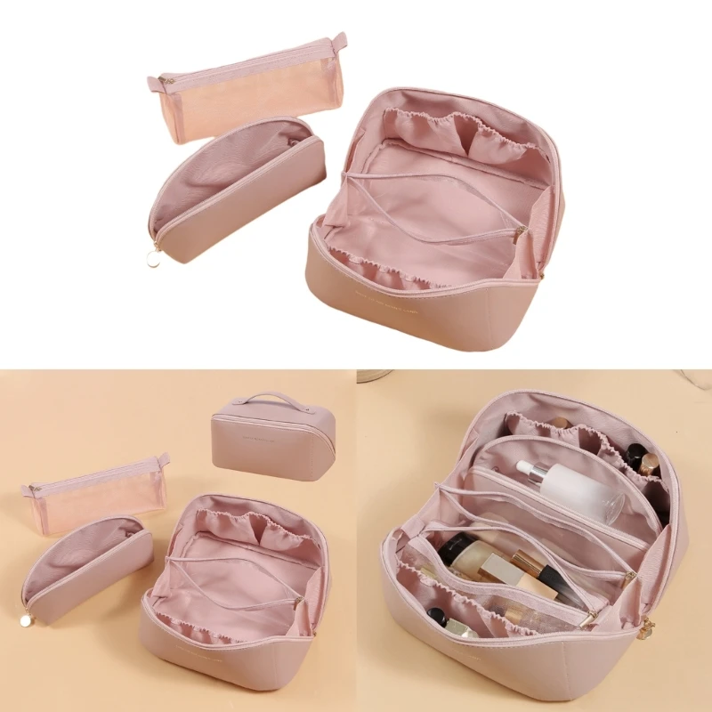 3pcs Portable Travel Toiletry Makeup Bag Multifunction Cosmetic Organizer Large Capacity Casual Storage Bag for Women