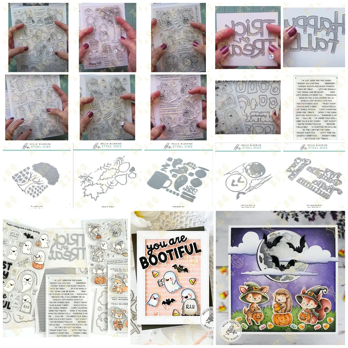 Metal Cutting Dies Clear Stamps Scrapbook Embossed Paper Card Album Craft Template Cut Die Halloween Word Strips Spooks Candy