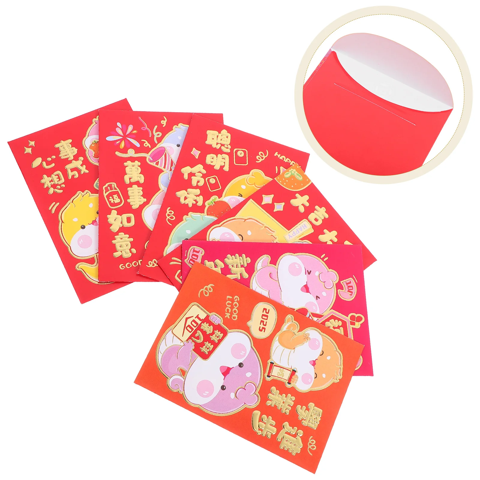 

60 Pcs Lai Shi Feng Hong Bao New Year Red Envelopes Decorative Packets Lucky Money Si Chinese Decorations Paper