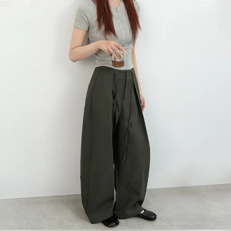 Hip Hop Oversized Pants Women Japanese Harajuku Baggy Wide Leg Pant Woman Autumn Winter Chic Lace-Up Lazy Style Pleated Trousers - Image 5