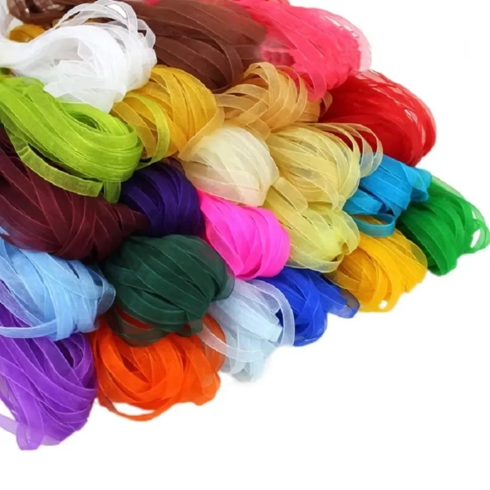 6mm Width Organza Ribbon 40 Meters Length Bouquet Decoration Chiffon Ribbon Handmade Decorative Craft Fabric Ribbon
