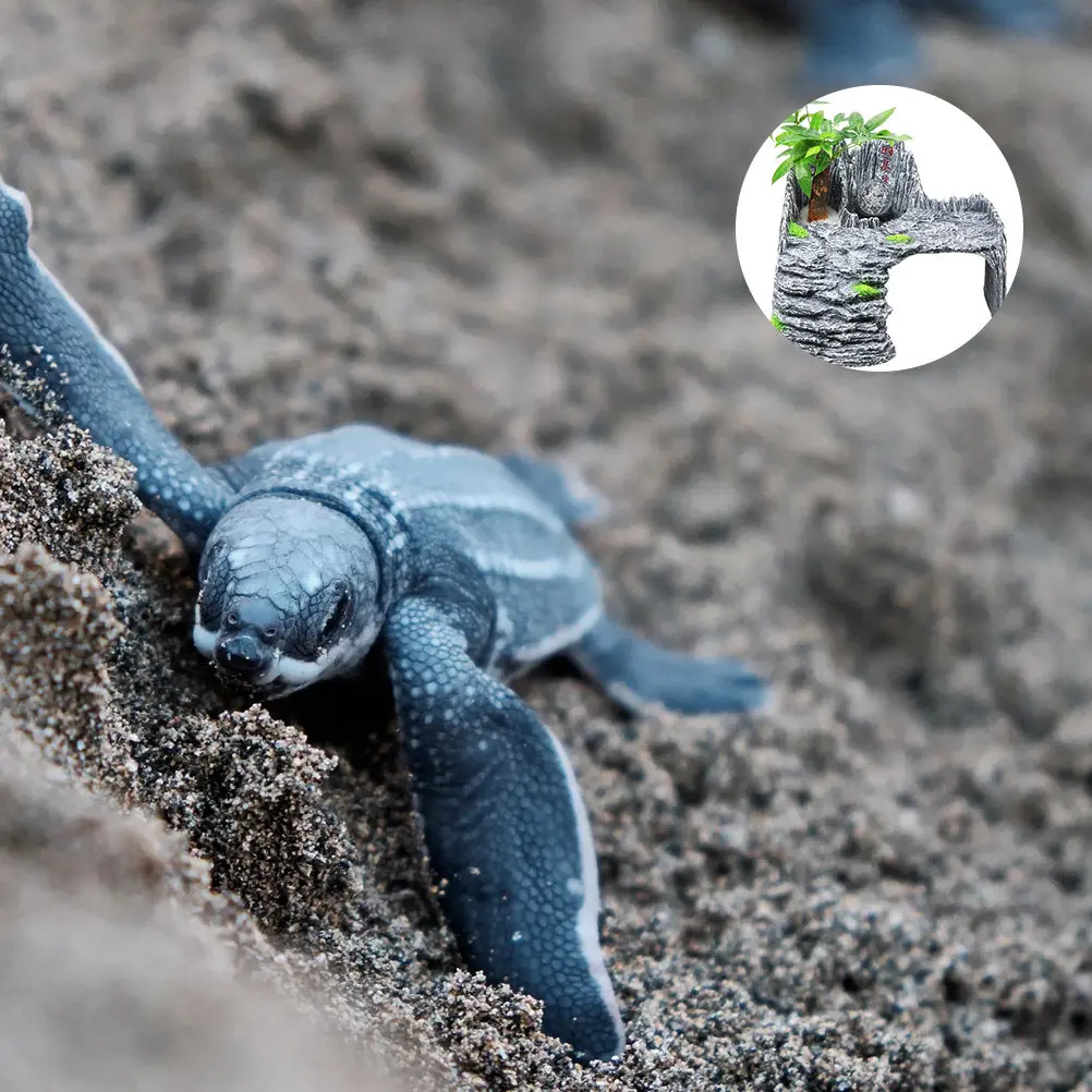 

1Set Turtle Platform Dark Grey Climbing Slope Aquarium Decoration Tank Habitat Turtle Reptile Hiding Shelter Creative Tank Prop