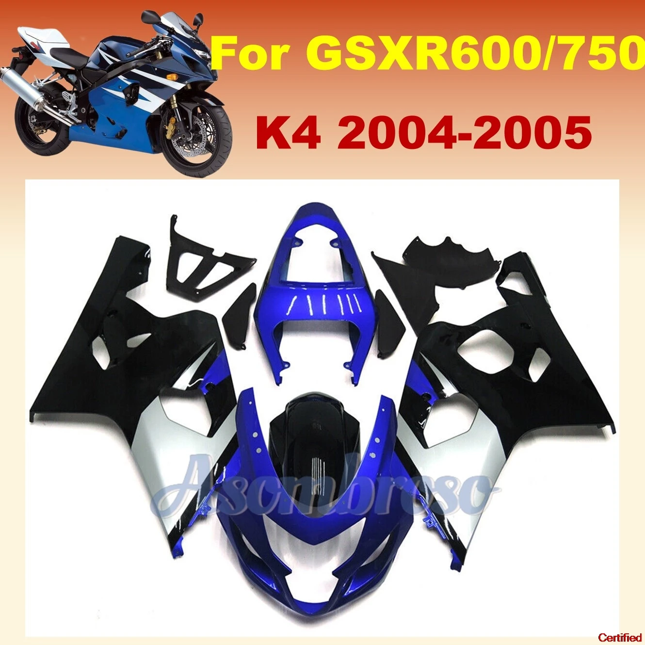 

Best Motorcycle OEM ABS Fairing Kit For GSXR600 750 2004 2005 GSXR750 04 05 K4 GSXR 600 blue gray black